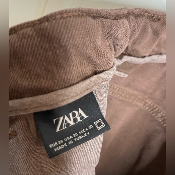 Zara workwear denim pants in chocolate brown, 30” waist. - Picture 6 of 7